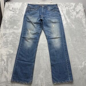 American Eagle Jeans Mens 34x34 Blue Relaxed Straight Distressed Denim Pants